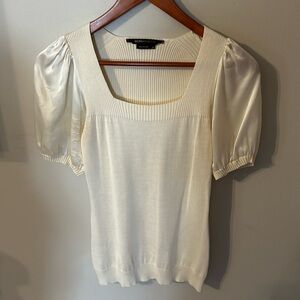 BCBG MaxAzria cream mixed media sweater